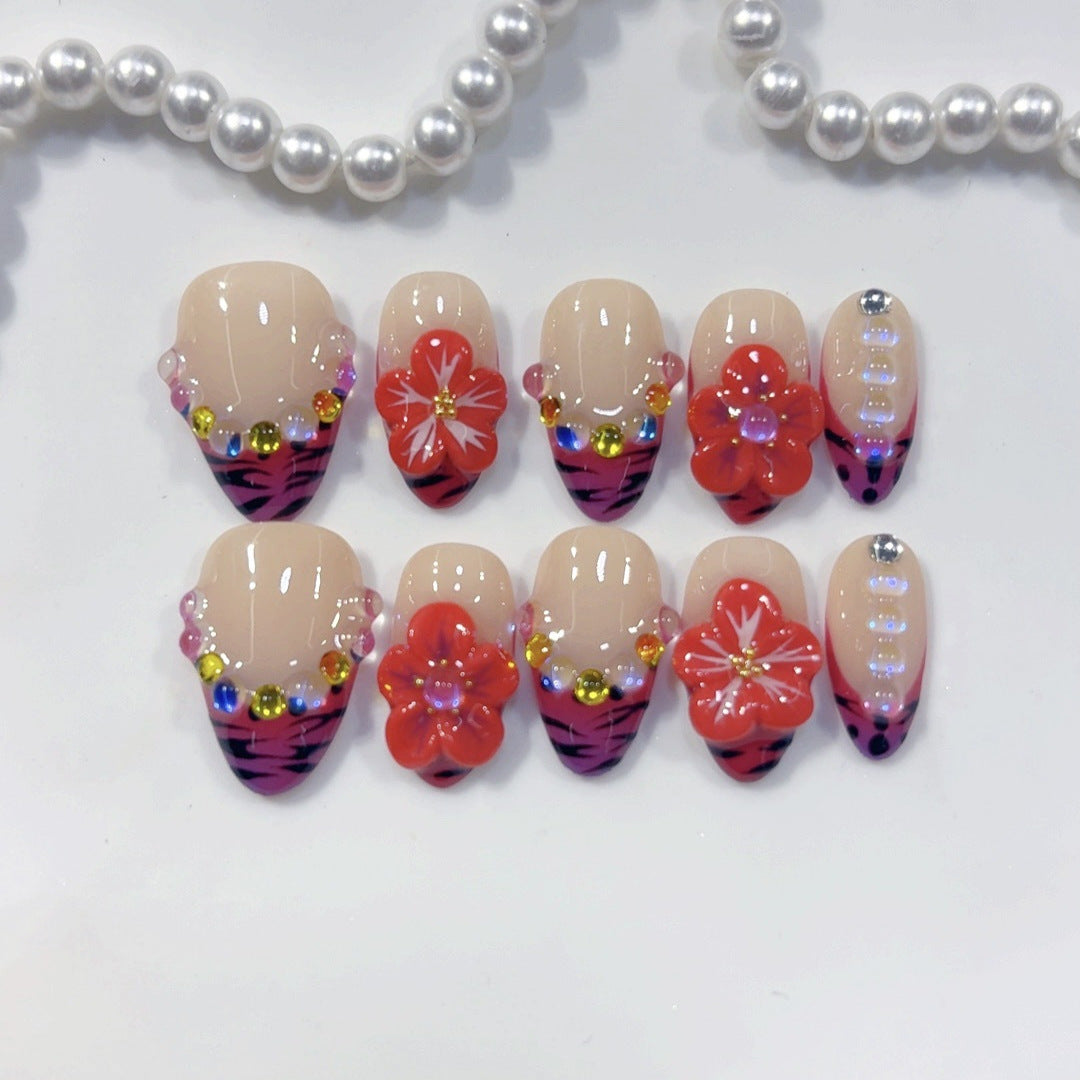 Tropic Fever: "Jungle Bloom" – Short Almond Press-On Nails