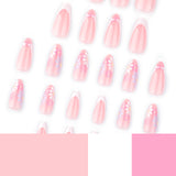 Summer style  French white nail piece short almond nail piece removable fake nail wholesale｜365nails