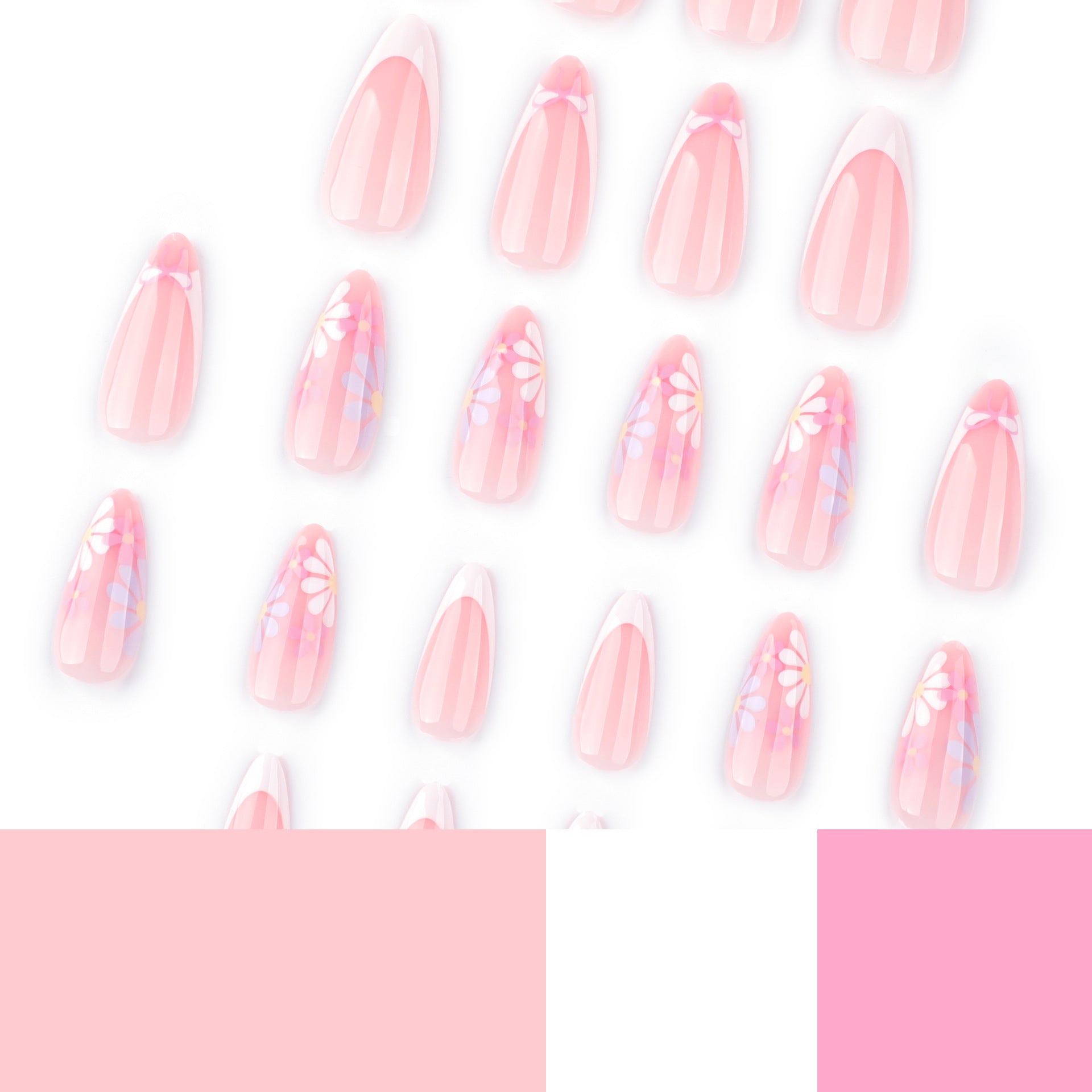 夏日風 法式白 短款杏仁形 可拆式穿戴甲 批發｜365nails