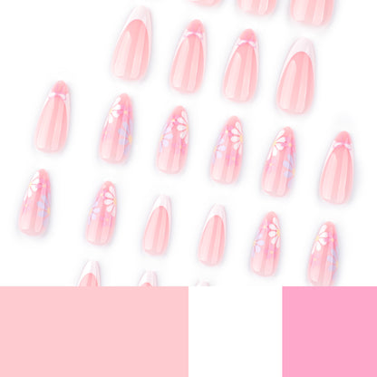 Summer style  French white nail piece short almond nail piece removable fake nail wholesale｜365nails