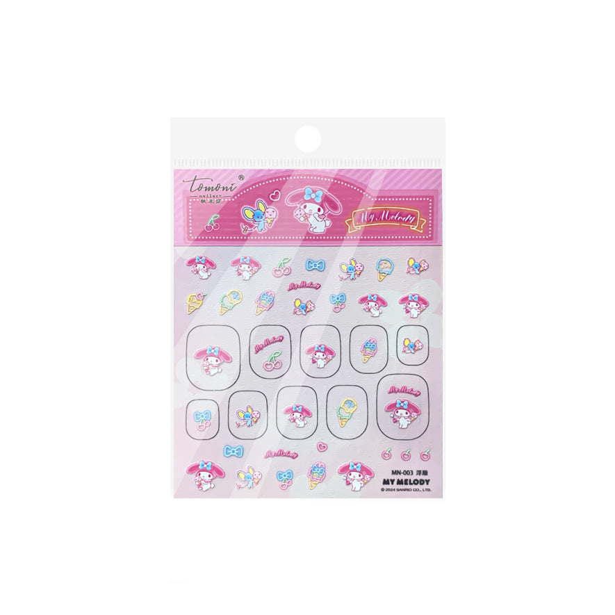 Sanrio My Melody & Hello Kitty: "Kawaii Sanrio Friends" – 5D Embossed Nail Sticker