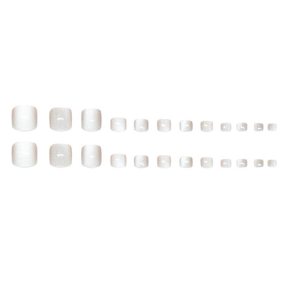 Simple white light coffee solid color cat eye fashionable sweet ins wind Press-on toenails  removable 24 pieces｜365nails