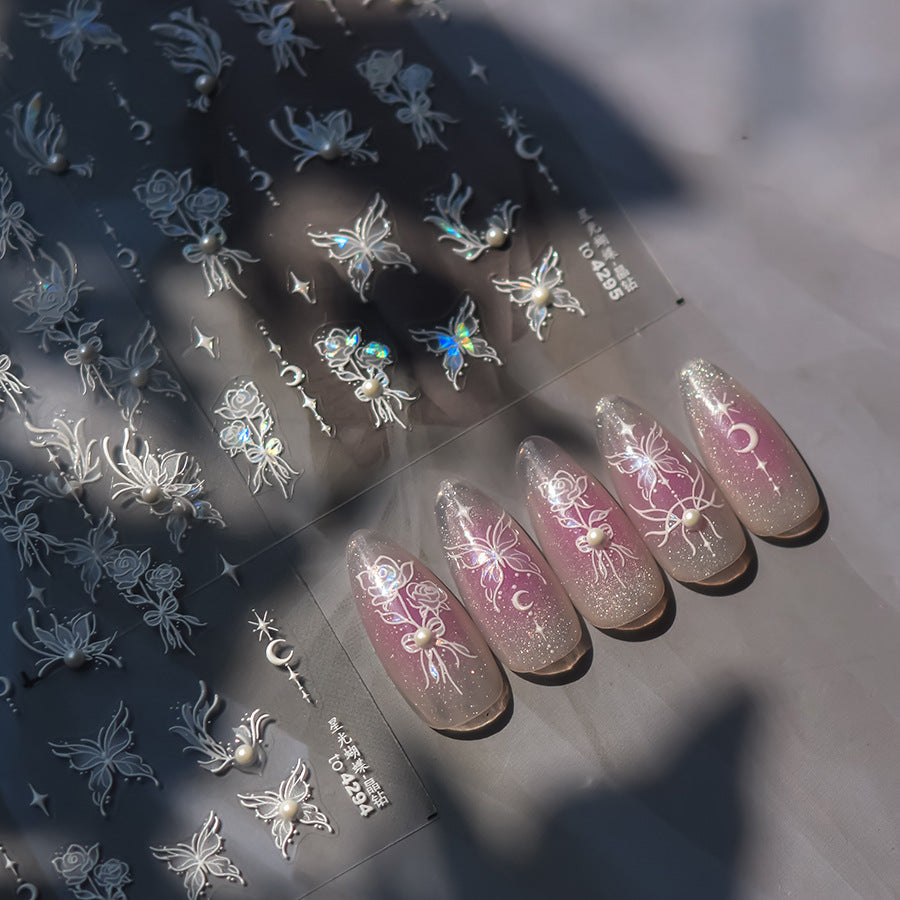 365nails: "Iridescent Crystal Butterfly & Flower" – nail art stickers