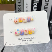 俏皮可愛滴漆星星彩片短款穿戴甲