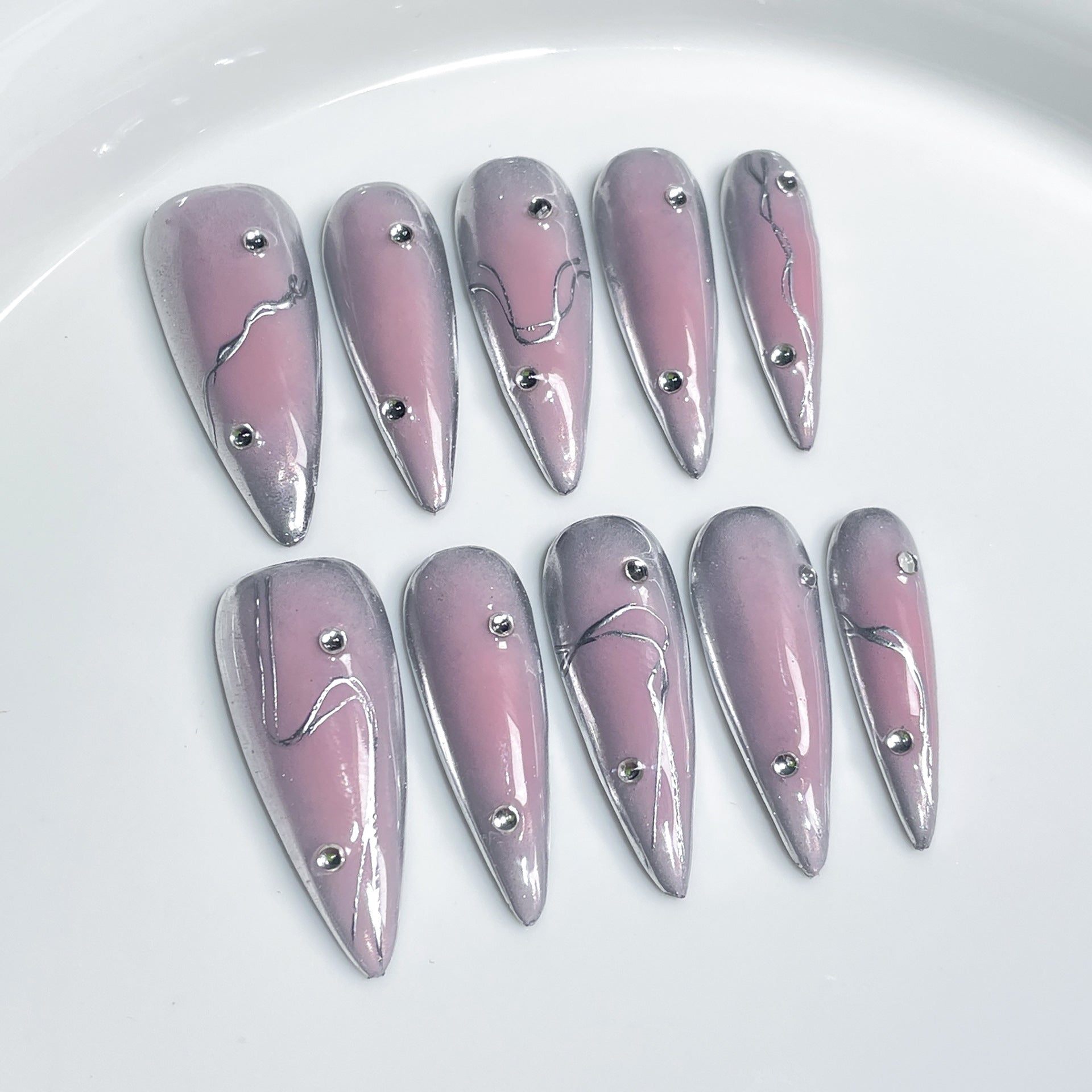 Silver Mist Gradient Series Press-On Nails