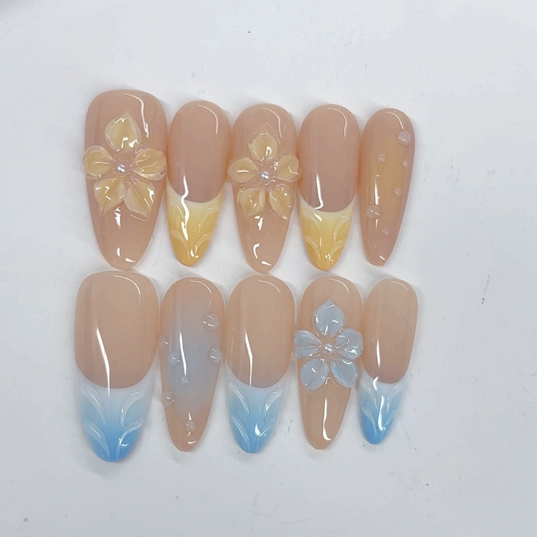 Dual Bloom: "Sun & Sea" – Almond Press-Ons