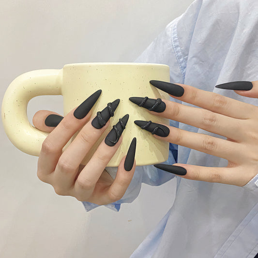 Nail art is purely handmade design, press-on nails temperament matte glossy national style simple three-dimensional model | 365nails