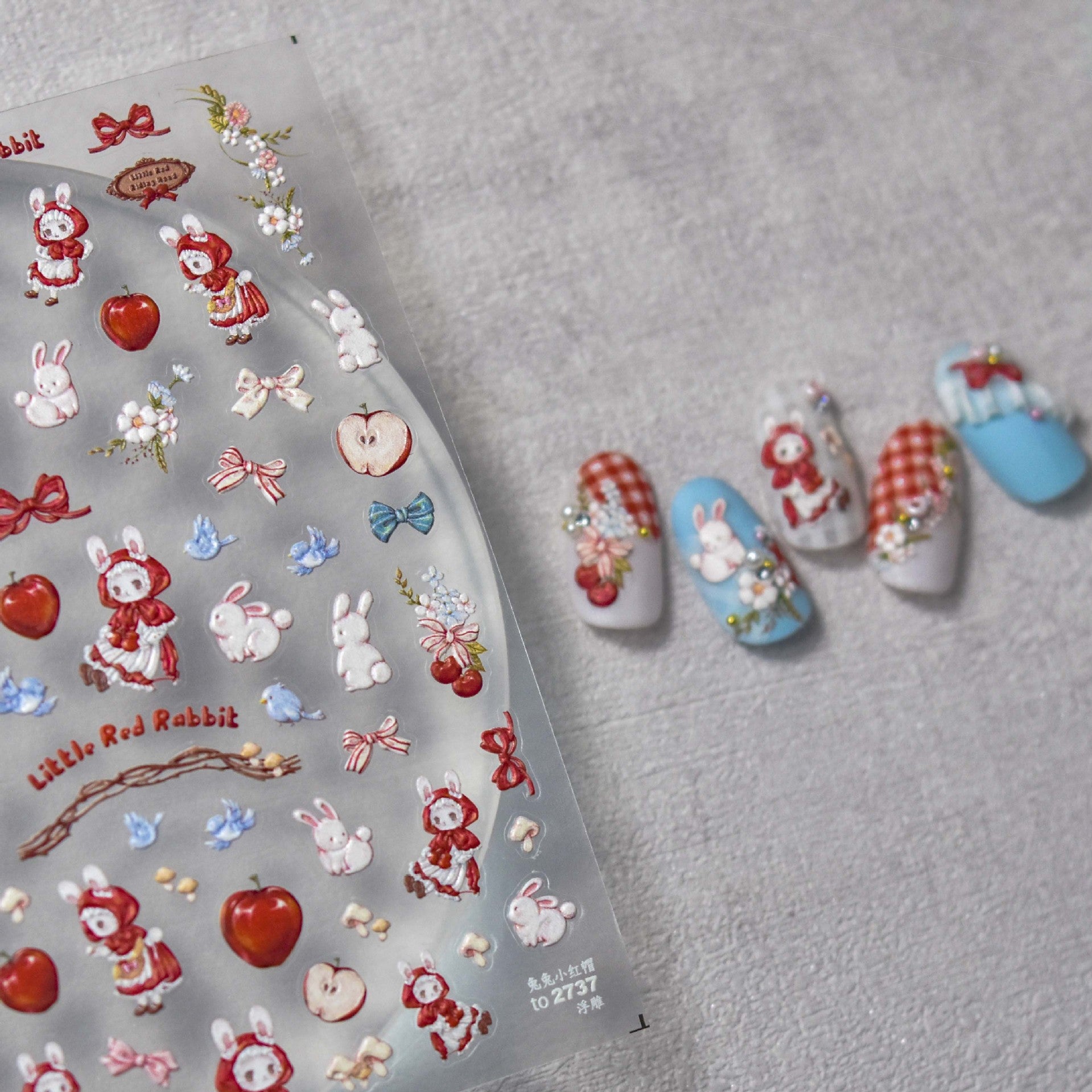 365nails: "kawaii red riding hood bunny" – Nail Art Stickers