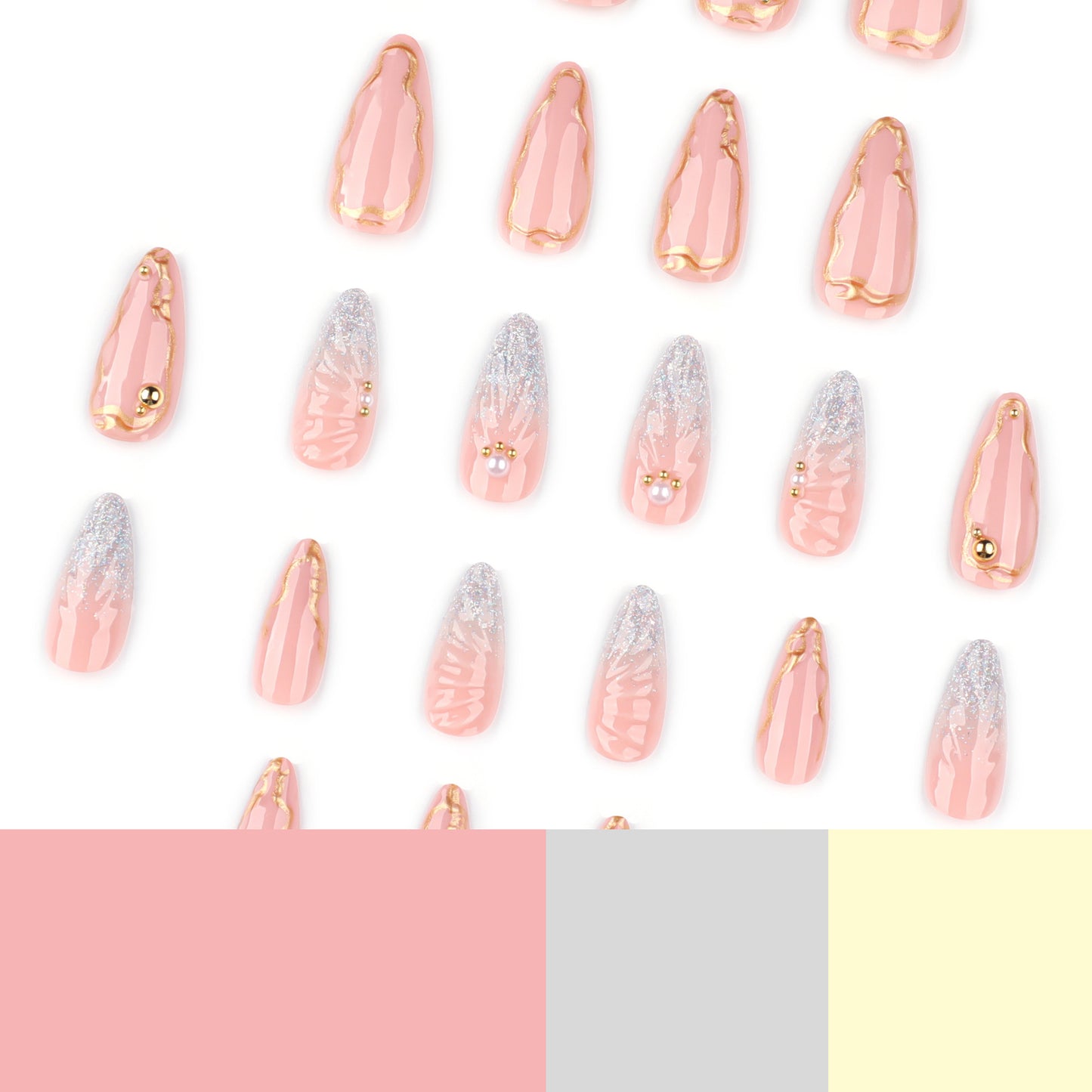 hot-selling water drop almond nail art fake nail 3D  hot-selling False Nail ｜365nails