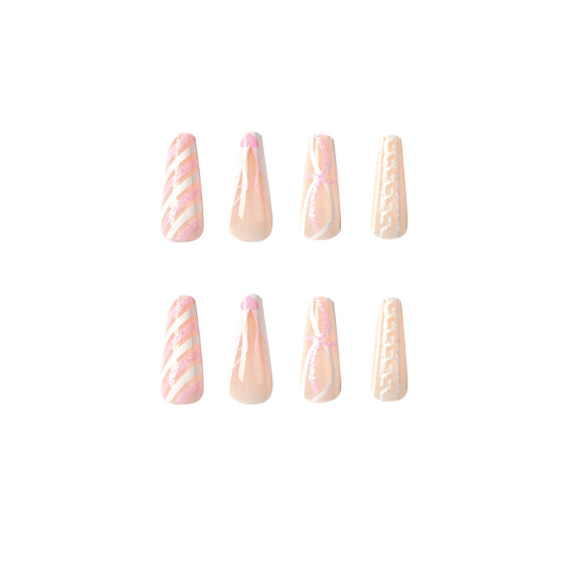 Nail Patch Wholesale Christmas Pink and White Glitter Geometric Lines Nail Patch Wholesale Nail Patch Nail Patch Wholesale｜365nails