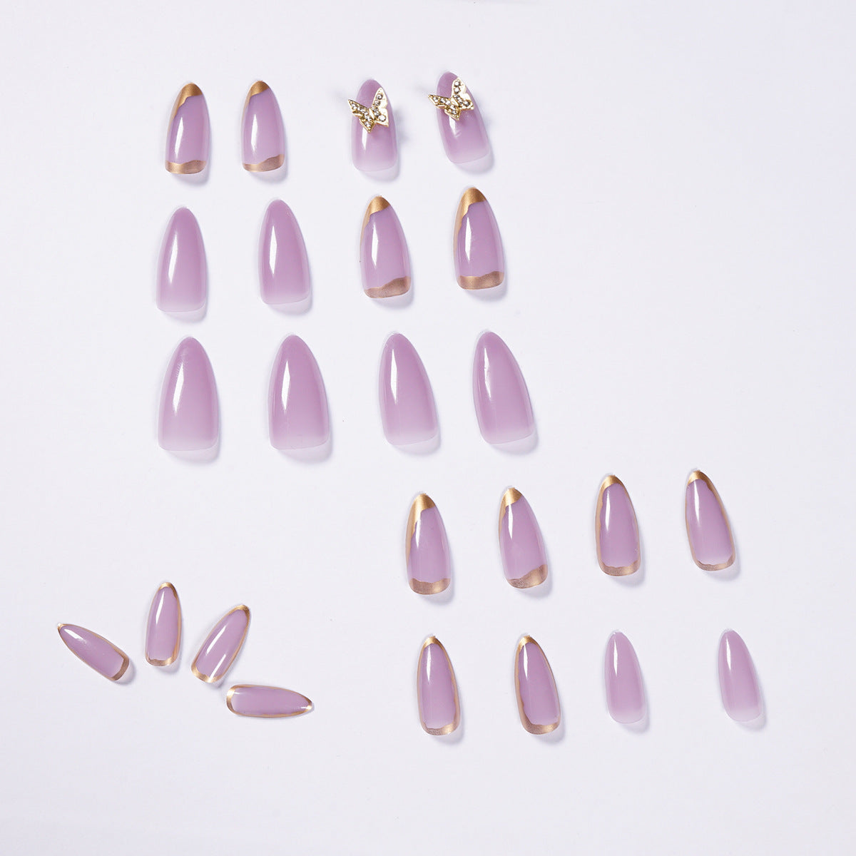 Parche para uñas con diseño de mariposa de Phnom Penh, color morado ahumado, para uñas postizas, removible y con acabado de 365nails