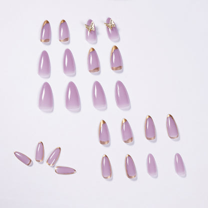 Smoke Purple Phnom Penh Butterfly Wear Nail Art Finished Fake Nail Nail Art Patch Nail Patch Removable Nail Patch｜365nails