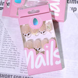 3D flower short almond press-on nails