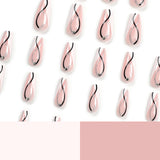 Silver glitter point drill press-on nails wholesale white splicing black line nail piece press on nails｜365nails