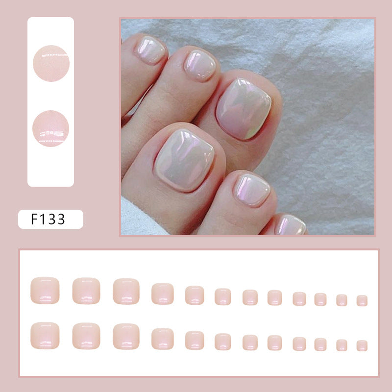ina風暖色純色極光白穿戴趾甲片｜365nails