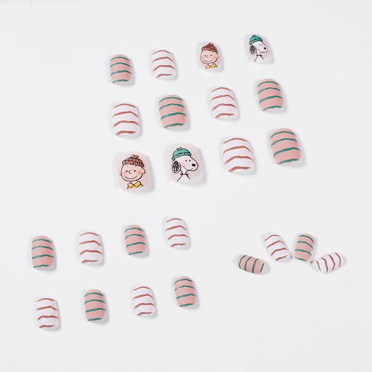 Snoopy cartoon stick contrast matte wear nail art fake nail nail patch nail art finished product removable｜365nails