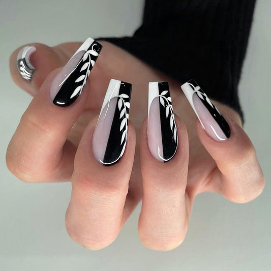 hot nail art wearing French  fake nail ballet nail art film press on nail｜365nails