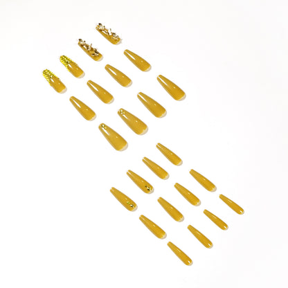 Mustard Yellow Full Diamond Wear Nail Butterfly Nail Art French Nail Patch Whitening Nail Art Patch Wear Nail Art Wholesale｜365nails