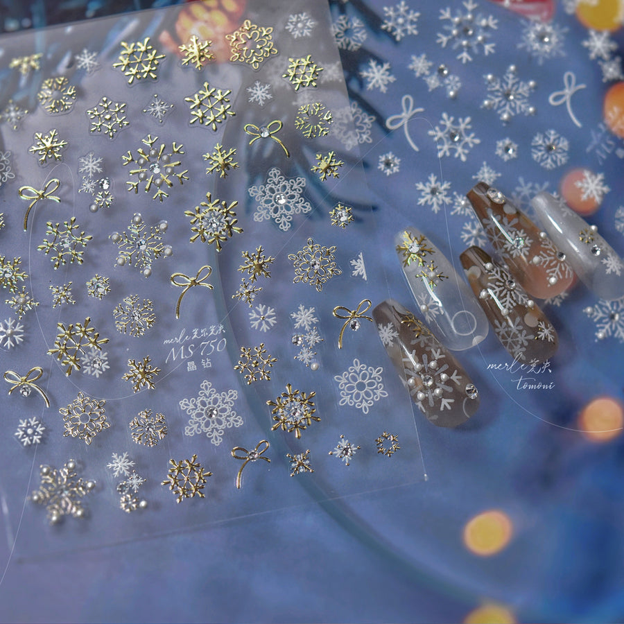365nails: "Glitter Pink Snowflake with Rhinestone" – Nail Art Stickers