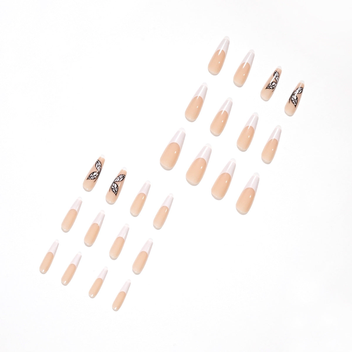 白色法式蝴蝶圖案 成品穿戴甲｜365nails