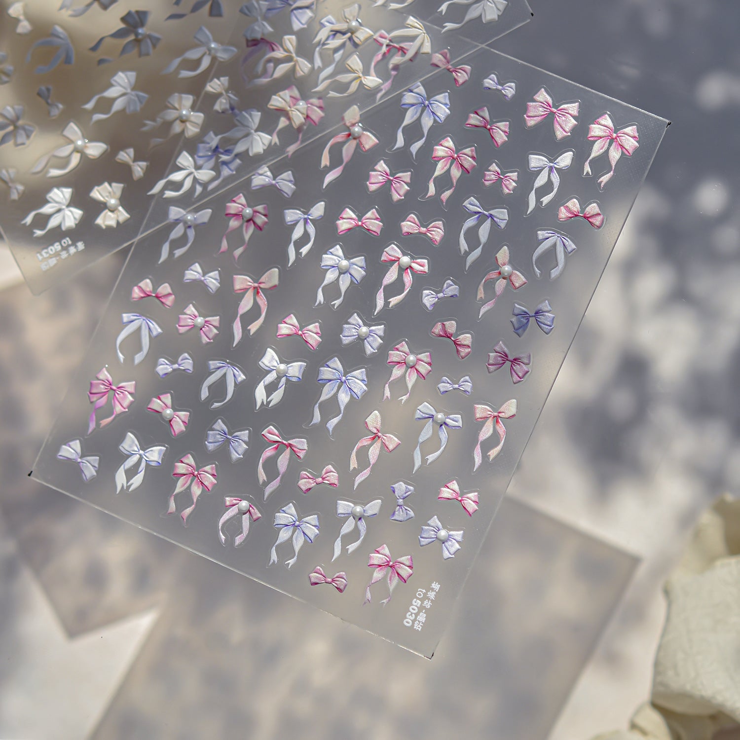 Pastel Crystal Bow – 5D Embossed Sweet Accent Set