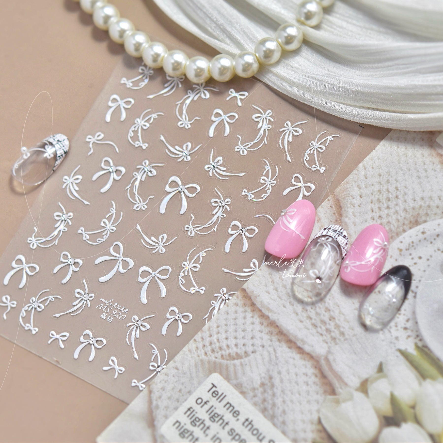 White Crystal Bow – 5D Embossed Elegant Accent Set