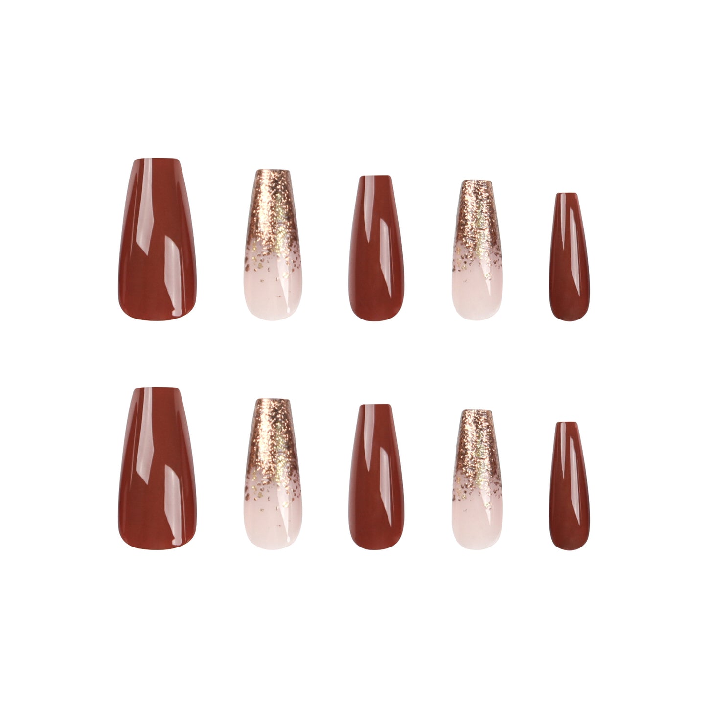 Simple solid color dark coffee color press on nails piece wholesale fake nail nude glitter nail art autumn and winter new nail piece｜365nails