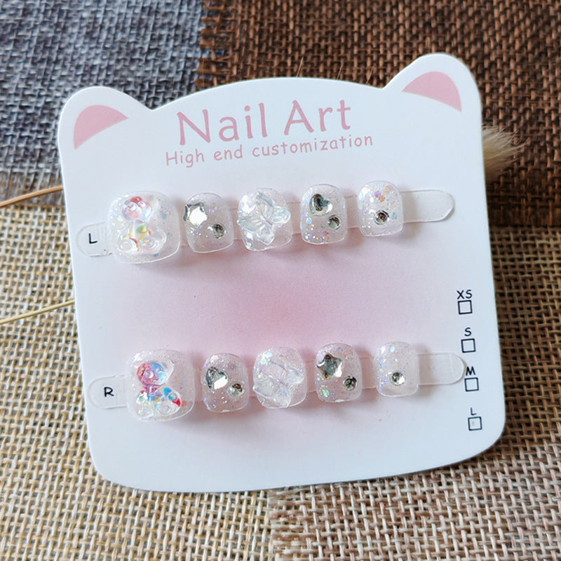 365nails: "holographic gummy bear" – short round handmade kids press-on nails