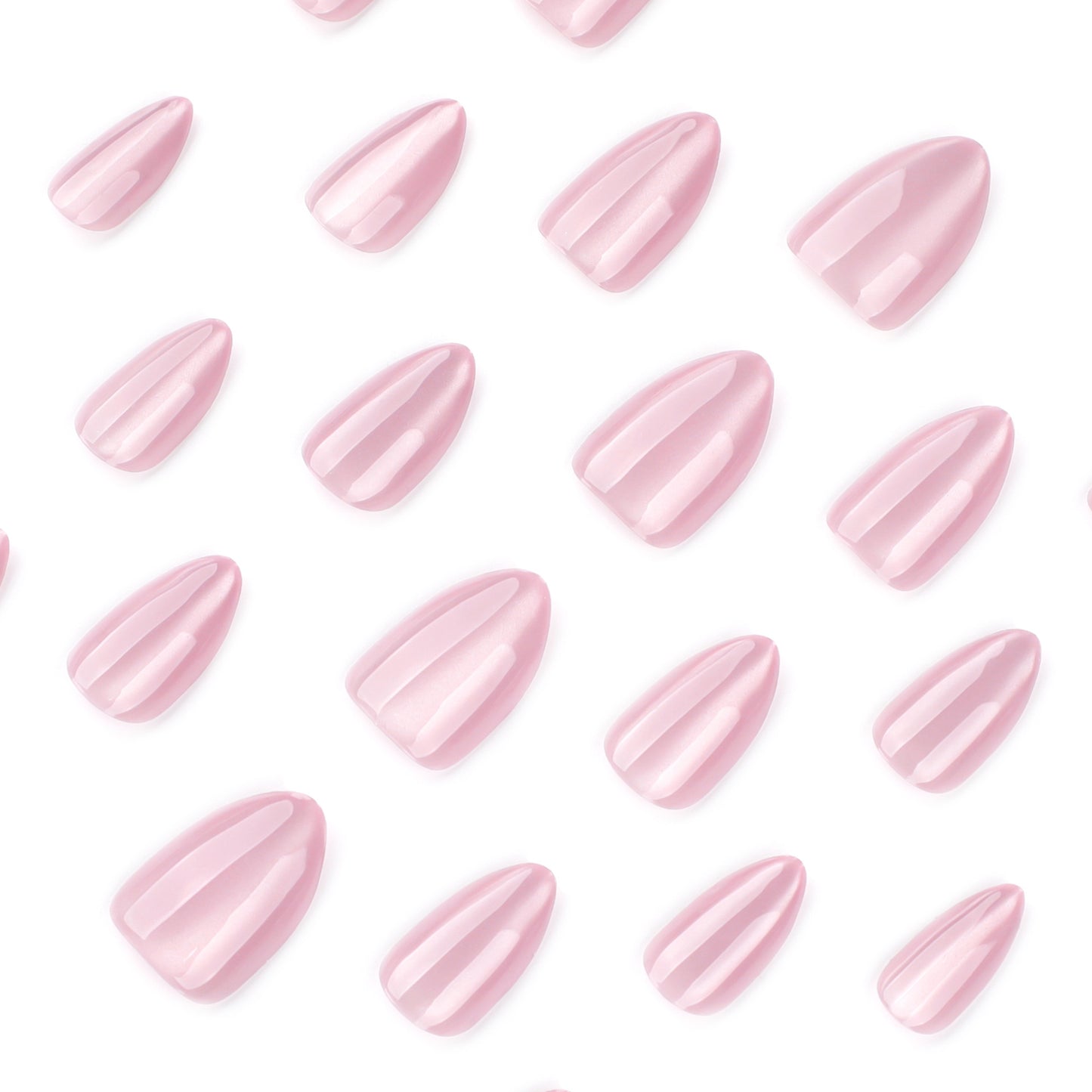 Minimalist nude pink cat eye press-on nails - short stiletto shape