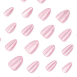 Minimalist nude pink cat eye press-on nails - short stiletto shape