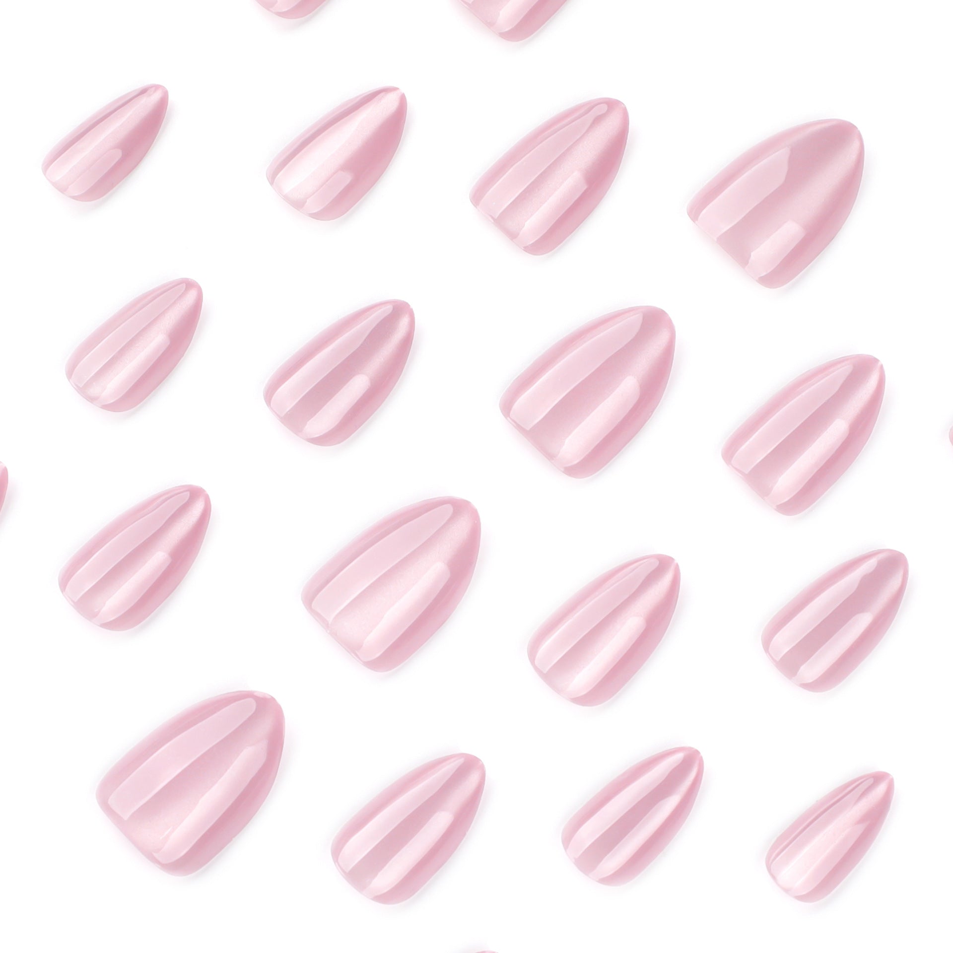 Minimalist nude pink cat eye press-on nails - short stiletto shape