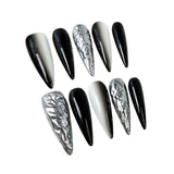 Parche de uña largo y puntiagudo, simple, de dos colores, cambio gradual, dulce, fresco, para usar en uñas postizas de mano pura｜365nails