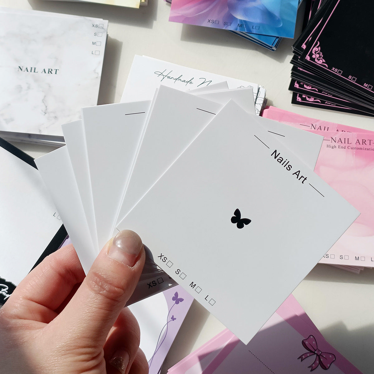 Colorful Nail Art Display Cards for Press‑On Nail Sets