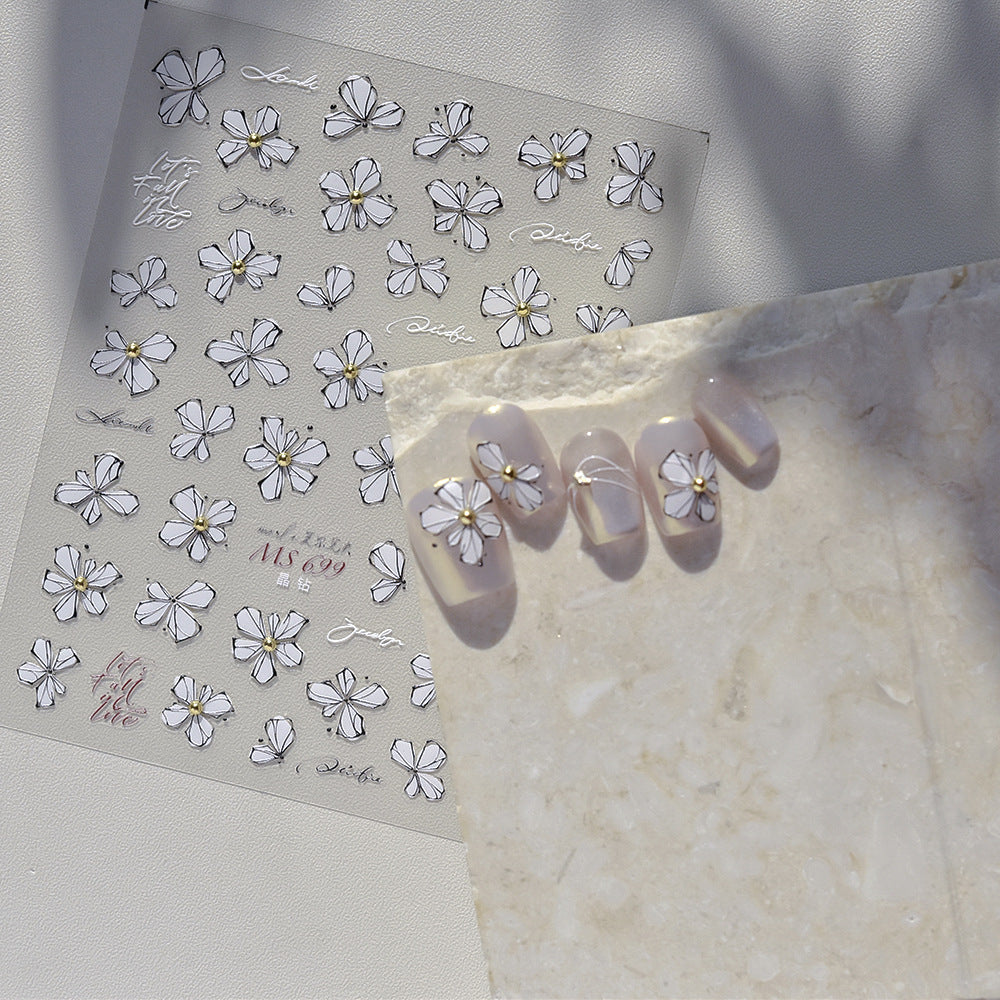 Black Clover Nail Stickers – 5D Embossed Minimalist Charm Set