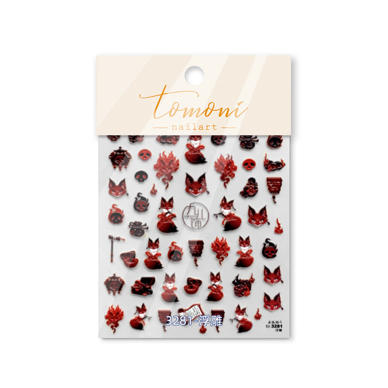 365nails: "Kitsune and Traditional Chinese Ornament" – nail art stickers