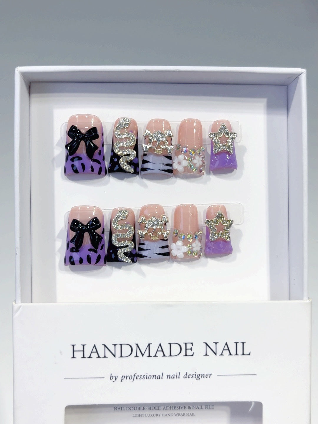 Dark Wild: "Purple Serpent" – Short Square Edgy Press-On Nails