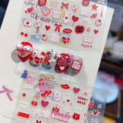 Red & White Festive Doodle: "Sweet Holiday Doodle" – 5D Embossed Nail Sticker