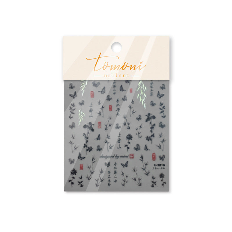 365nails: "ink wash plant & butterfly chinese style" – Nail Art Stickers