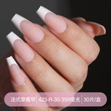 Press on nails French trapezoidal simple high-end sense 30 pieces box detachable fake nail finished pre-made manicure