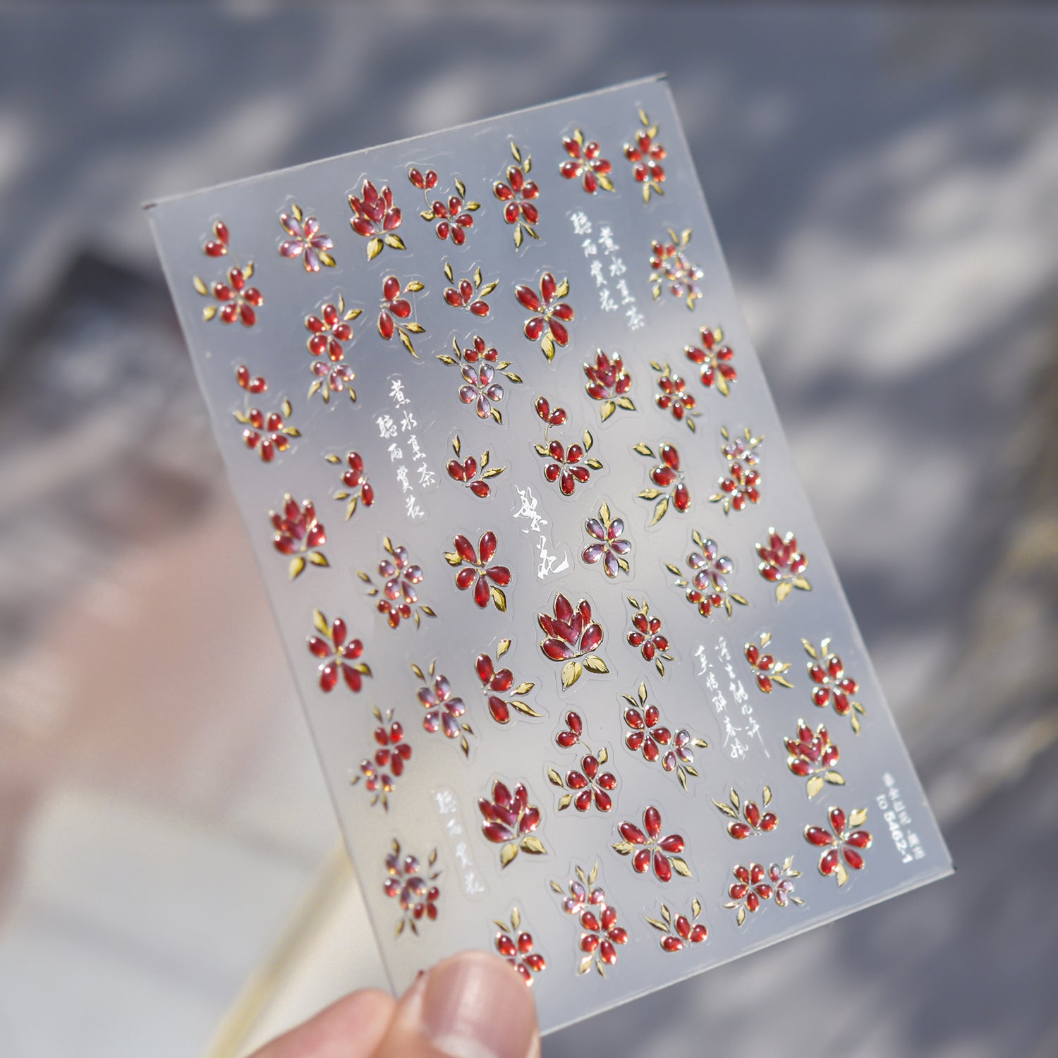 藍色琺瑯花系列：「東方典雅」—3D 浮雕甲貼