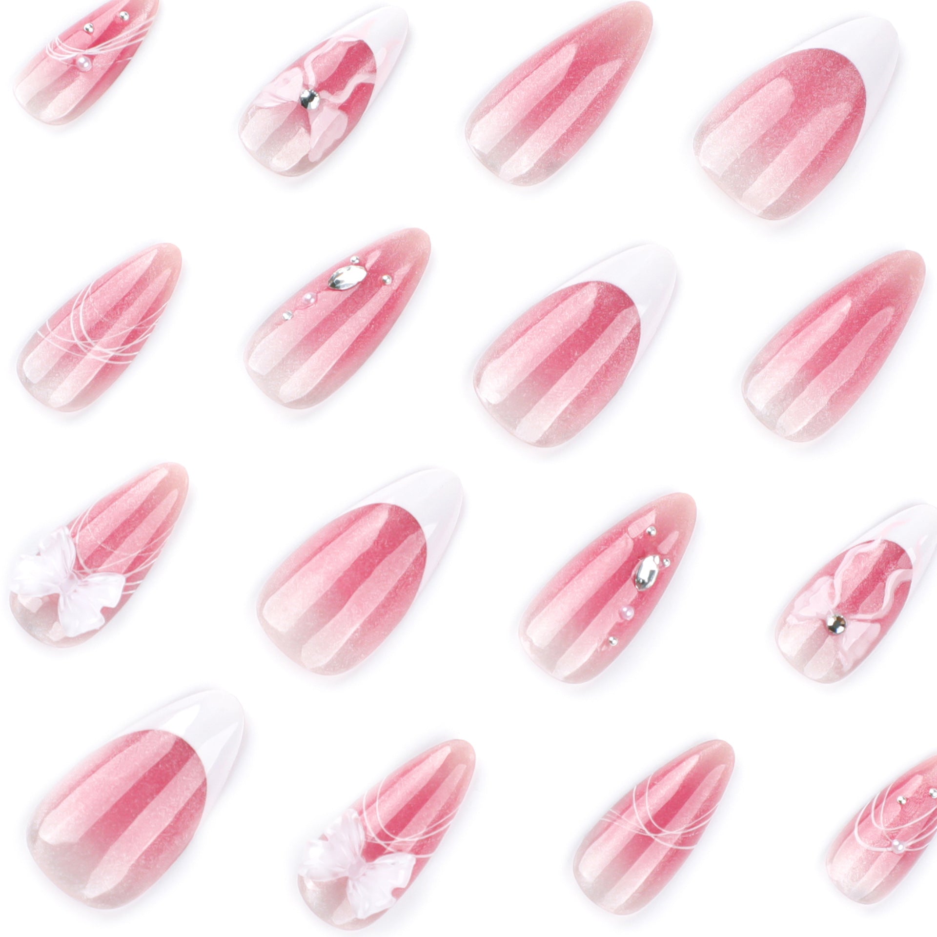cat eye gradual change blush  French bow almond type wear  ｜365nails