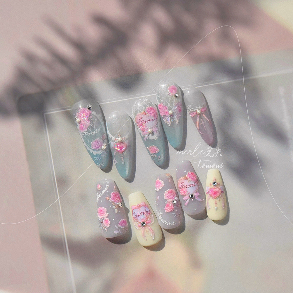 365nails: "Rose romantique & papillon" – Stickers ongles