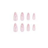 Unhas postiças francesas simples com impressão pop Sense, unhas removíveis e finalizadas ｜365nails