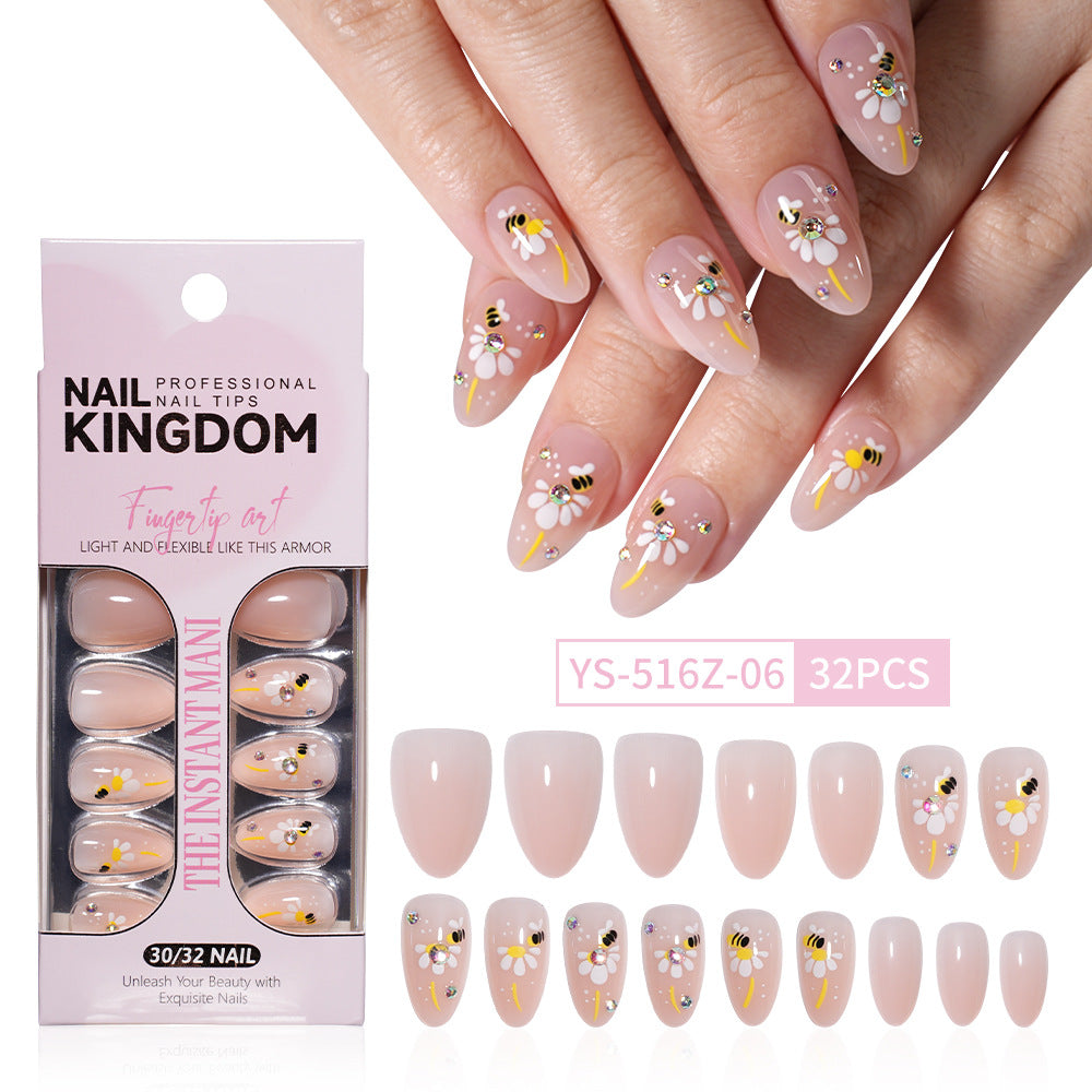 "Spring Daisy French" - Floral 32Pcs Press-On Nails Set