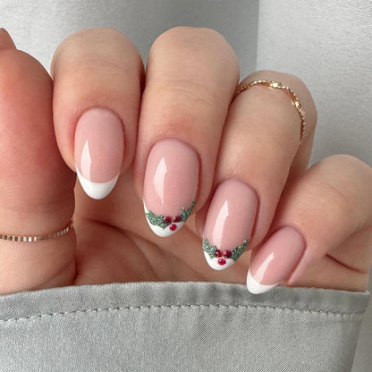 Christmas press on nails snowflake love snowman manicure short almond bow  long nail wholesale｜365nails