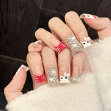 Cute Kitty Sparkle Duckbill Press On Nails
