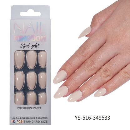 Press on nails Advanced Aurora Fine Flash Almond Short Nail Film Removable Fake Nail Prefabricated Solid Color  Nail Art Wholesale