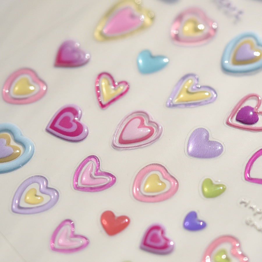 3D Jelly Heart Collection: "Colorful Sweetheart" – 3D Embossed Nail Sticker