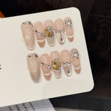 Nude Crystal Gem Elegant Shimmer Luxury Press On Nails