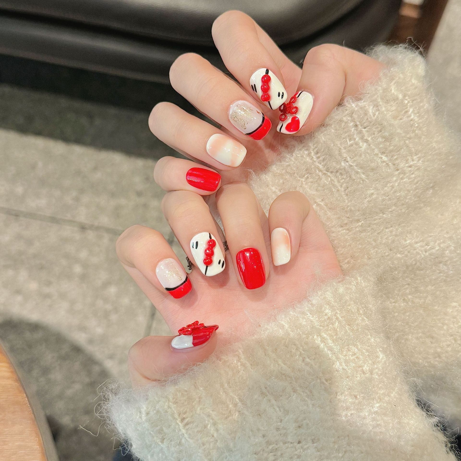 365nails: "Lunar Blossom" – 3D Floral Handmade Medium Almond Nails
